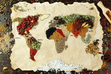 Map of world made from different kinds of spices - 80133149