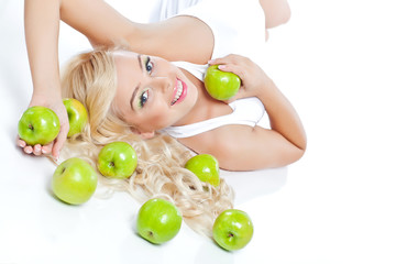 beautiful woman with apples