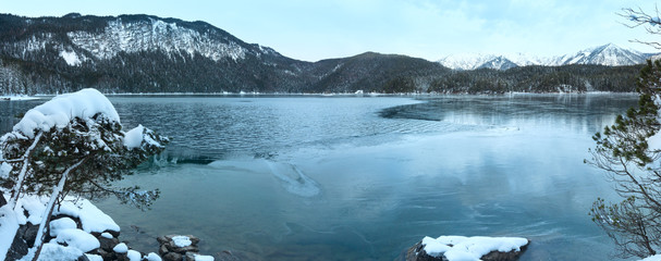 Eibsee lake winter view.