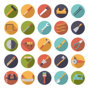 Crafting Tools Flat Design Vector Icons Collection