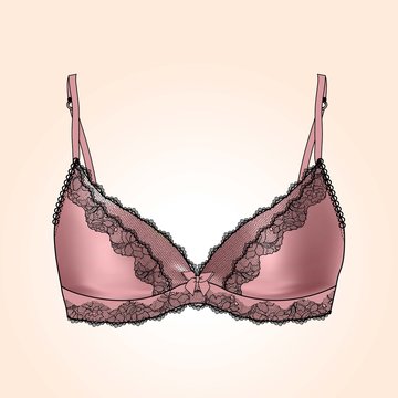 pink bra with some details on a white background