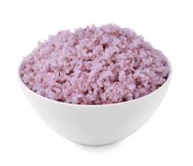 Brown rice in white bowl