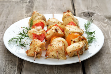 Grilled chicken shish kebab