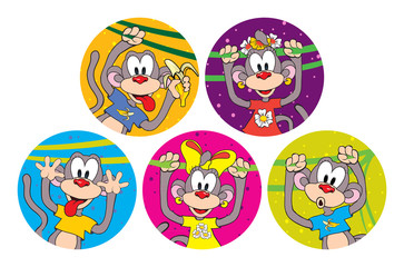 Set funny monkeys. Symbol of the year 2016.