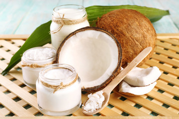 Fresh coconut oil in glassware