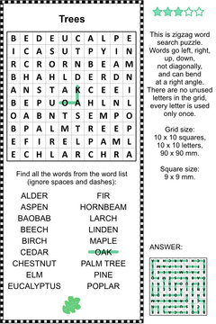Trees word search puzzle
