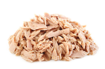 canned tuna fish on white