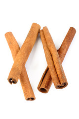 Cinnamon sticks isolated on white