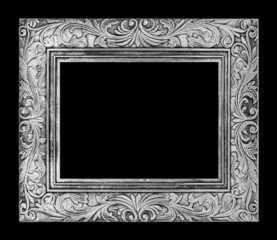 antique gray frame isolated on black background, clipping path