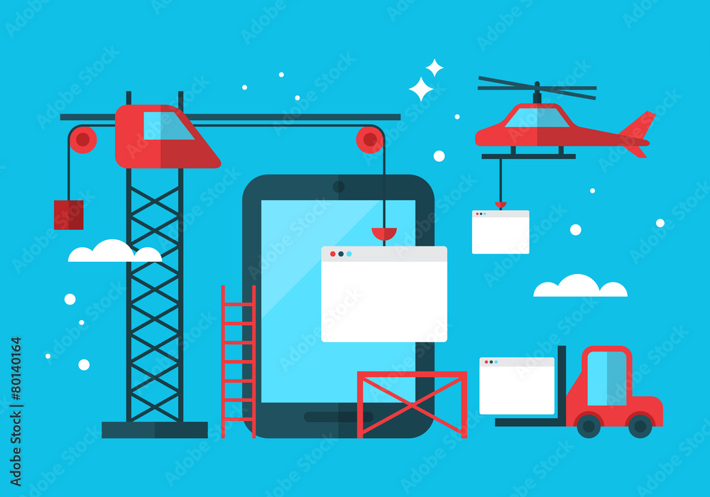 Wall mural tablet ui/ux design concept. creating interface with flat modern