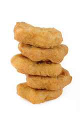Fried chicken nuggets isolated on white