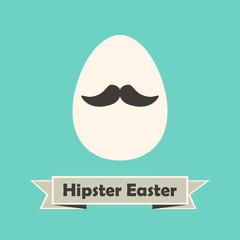 Hipster Easter Holiday Greeting Card with Egg with Mustache
