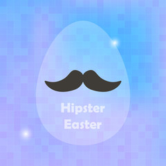 Hipster Easter Greeting Card with Egg and blured background