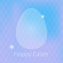 Happy Easter Greeting Card with Egg and blured purple background