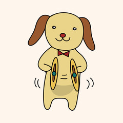 animal dog playing instrument cartoon theme elements