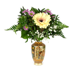 bouquet of flowers in a Chinese vase