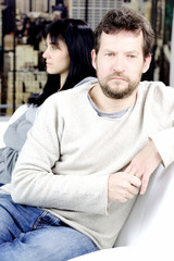 Fototapeta premium Sad couple not talking to each other at home