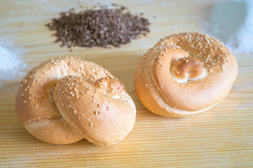 Pair of buns with sesame