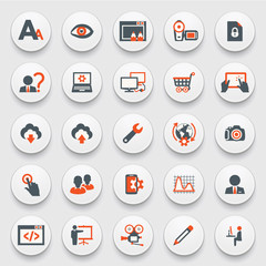 Color icons on white buttons. Flat design.