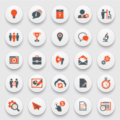 Color modern icons on white buttons. Flat design.