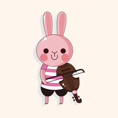 animal rabbit playing instrument cartoon theme elements