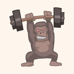 Animal gorilla doing sports cartoon theme elements