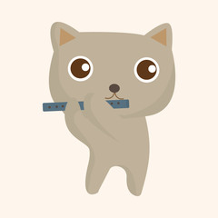 animal cat playing instrument cartoon theme elements