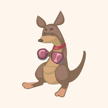 Animal kangaroo doing sports cartoon theme elements