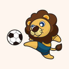 Animals play football cartoon theme elements