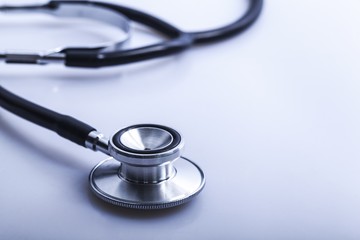 Stethoscope frame. Stethoscope on blue background