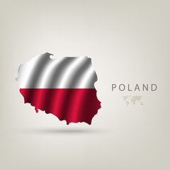 Naklejka premium Flag of POLAND as a country with a shadow