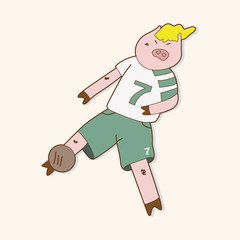 Animals play football cartoon theme elements