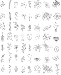 Набор цветами свадеб графического комплекте- рука...