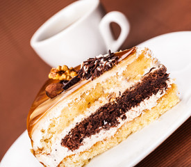 walnut cake and a cup