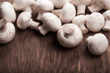 plenty of fresh mushrooms lying