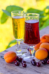 Sweet wine and fruits