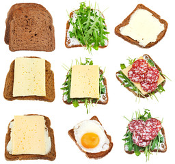 set of sandwiches from toasted brown bread
