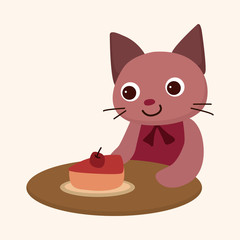 animal cat having afternoon tea theme elements