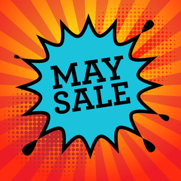 Comic Explosion With Text May Sale, Vector