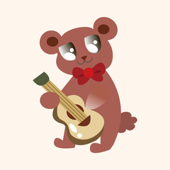 animal bear playing instrument cartoon theme elements
