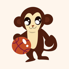 Animal monkey doing sports cartoon theme elements