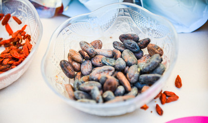 nuts in a glass vase