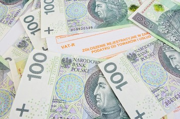 Fototapeta na wymiar Polish tax form 100 zlotych