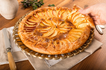 French Apple Tart On a  Metal Plate