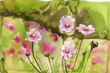 Poster de jardin Inspiration picturale fleurs roses