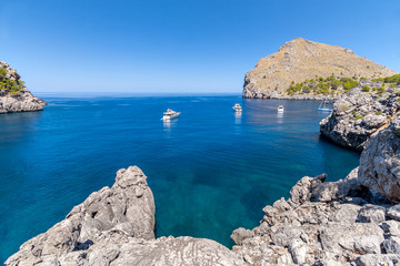 Panorama of the bay with yachts