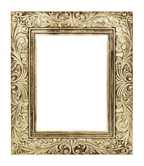 antique golden frame isolated on white background, clipping path