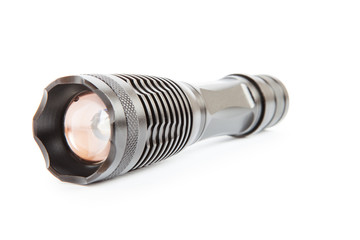 LED black flashlight isolated on white background