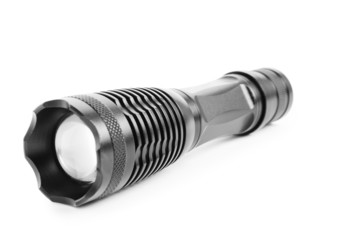 LED black flashlight isolated on white background