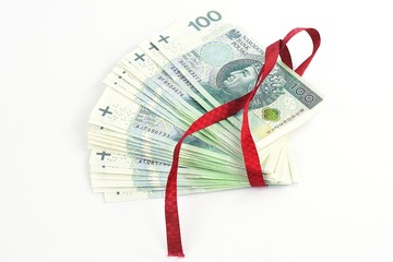 Money Polish Zloty 100 gift - obrazy, fototapety, plakaty